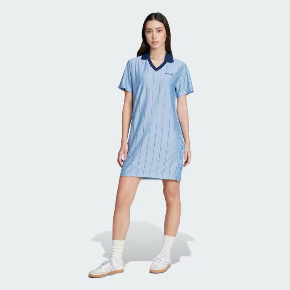 Adidas Originals x Liberty London Tonal Soccer Shirt Dress Blue Floral Medium